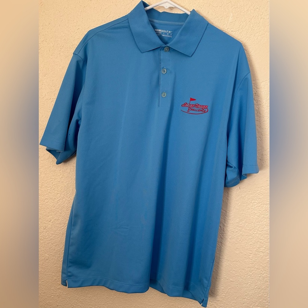 NICE Nike Golf Tour Performance Dri-Fit Aqua Short Sleeve Mens Polo Shirt L